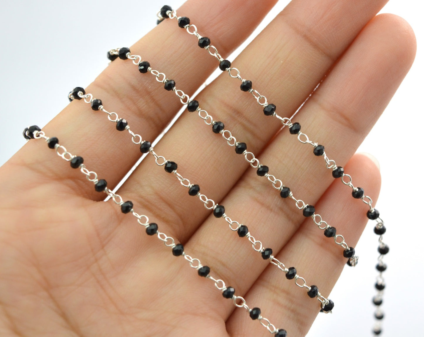 Elegant 925 Silver Gold Rosary Chain - Spinel 2mm