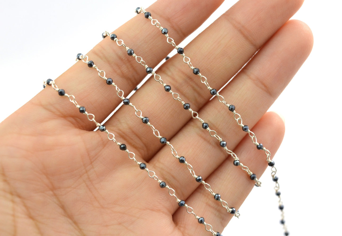 Delicate 925 Silver Gold Rosary Chain - Spinel 2.00mm