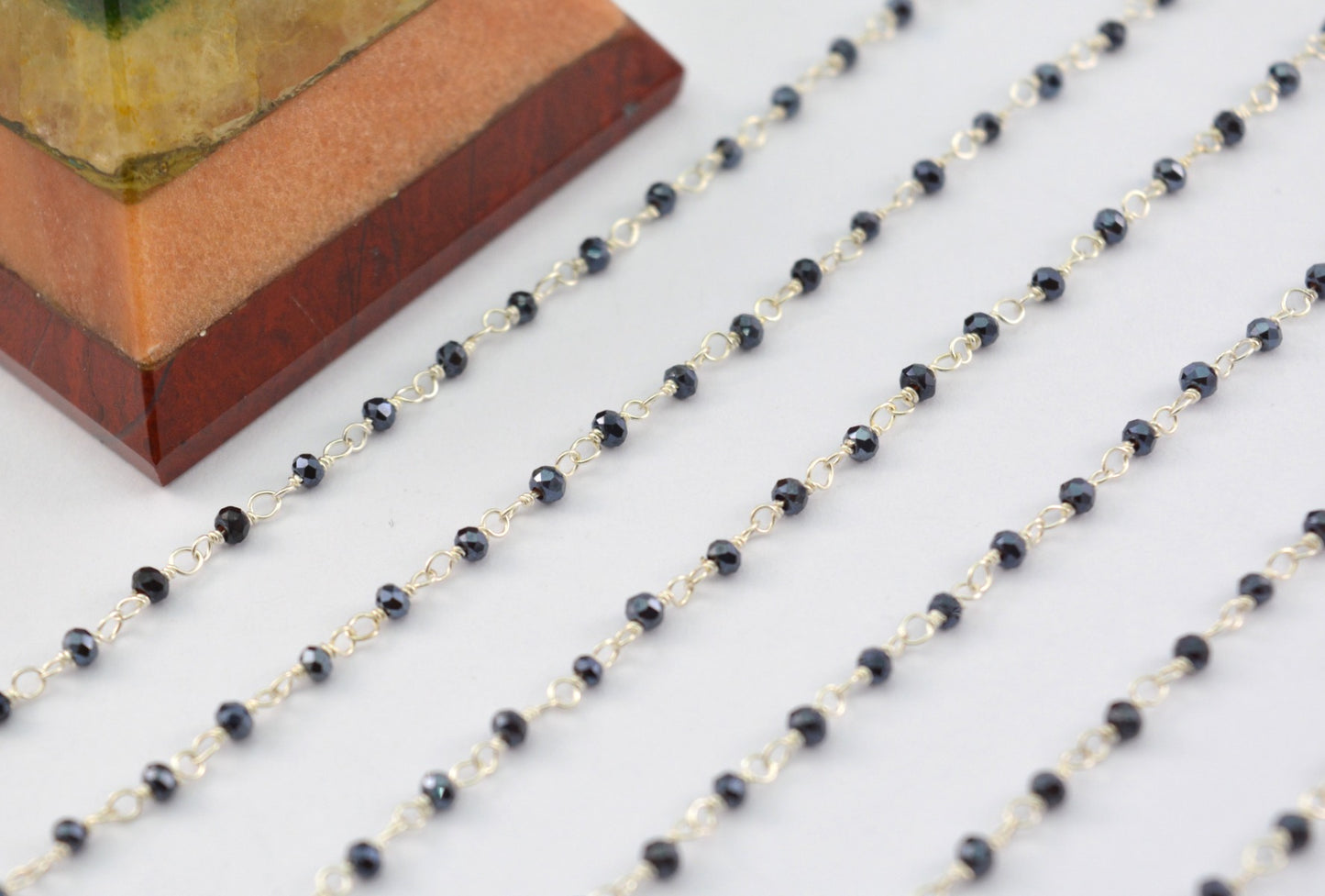 Delicate 925 Silver Gold Rosary Chain - Spinel 2.00mm