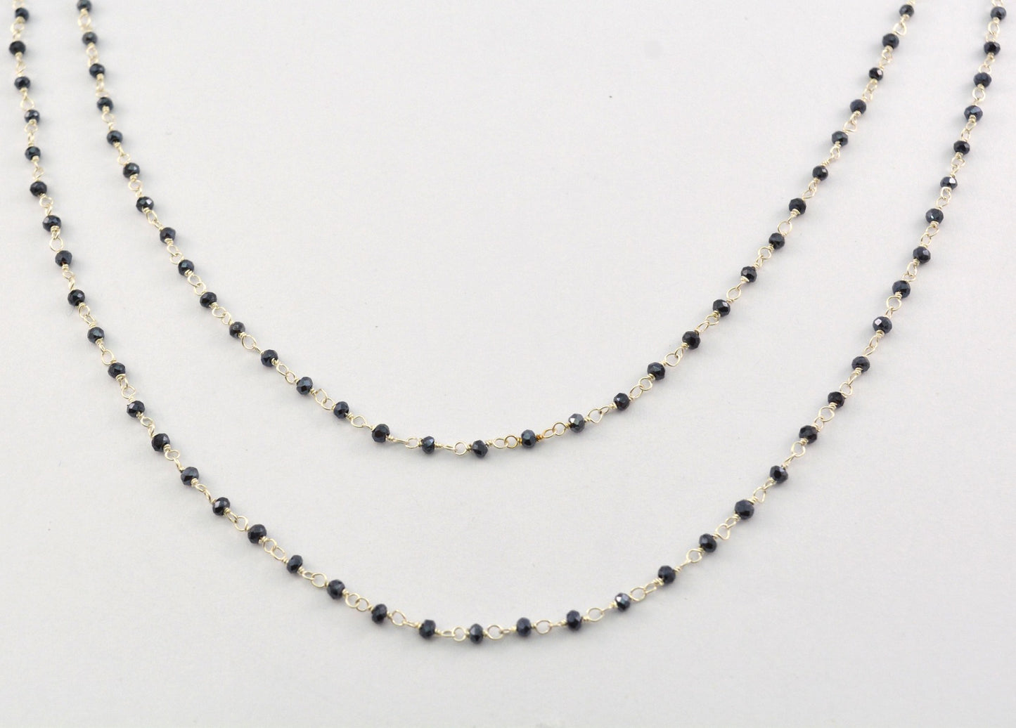 Delicate 925 Silver Gold Rosary Chain - Spinel 2.00mm