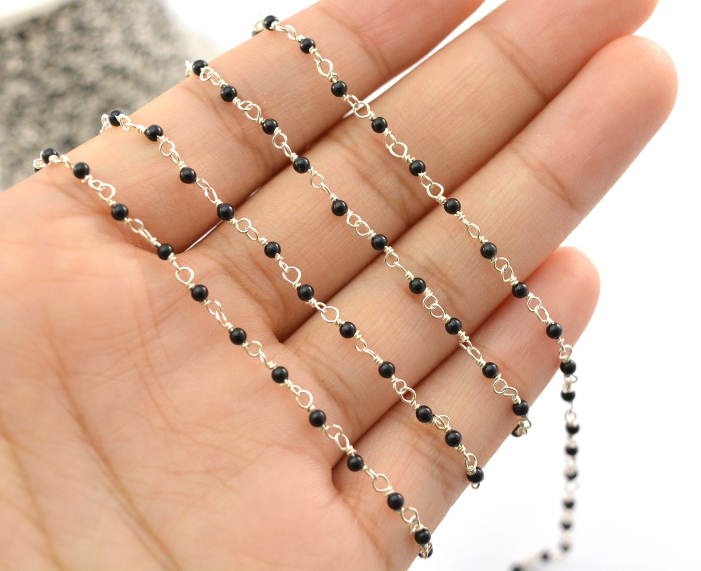 Vintage Spinel Rosary Chain in 925 Silver Gold -