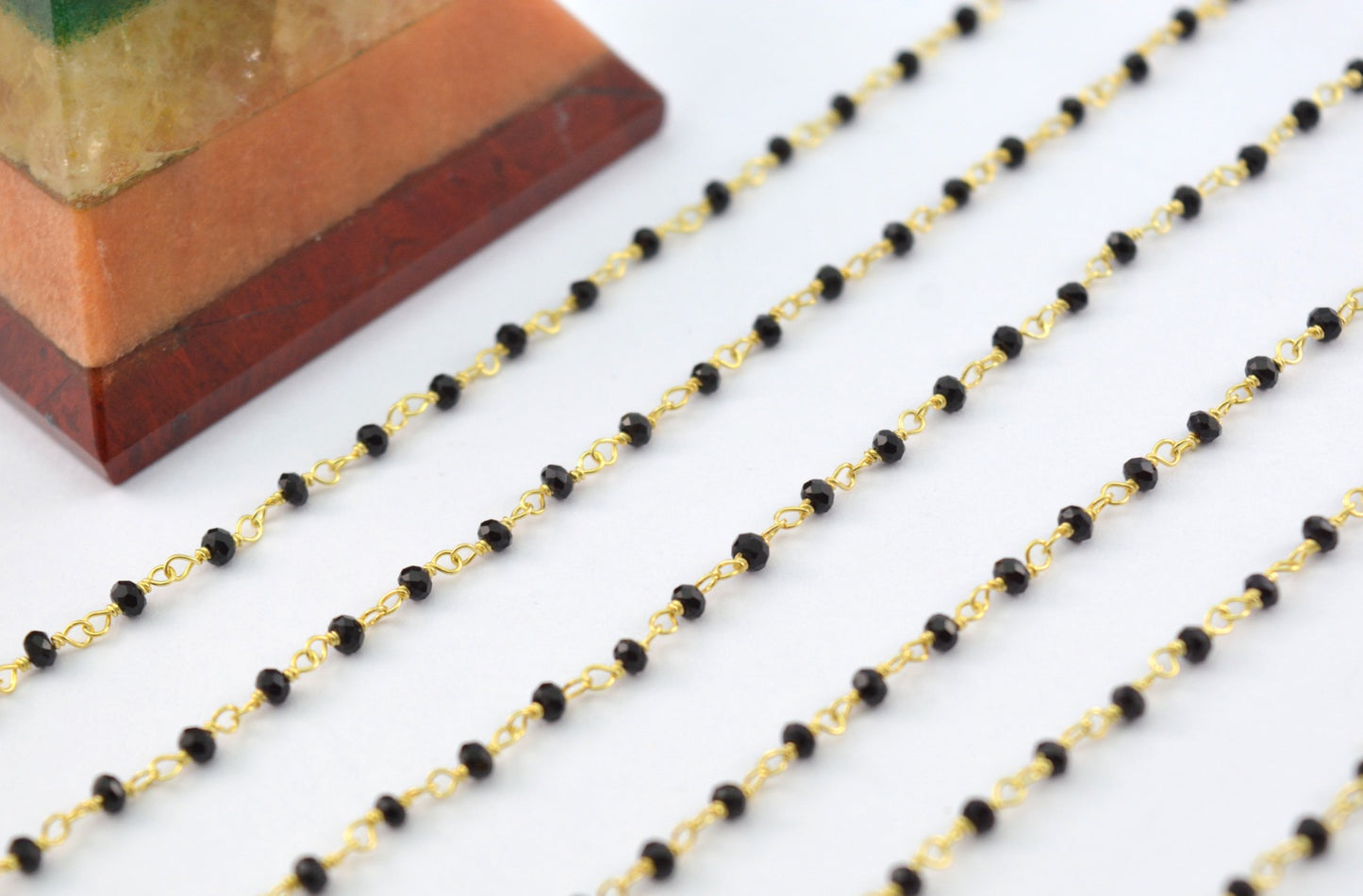 Vintage Spinel Rosary Chain in 925 Silver Gold -