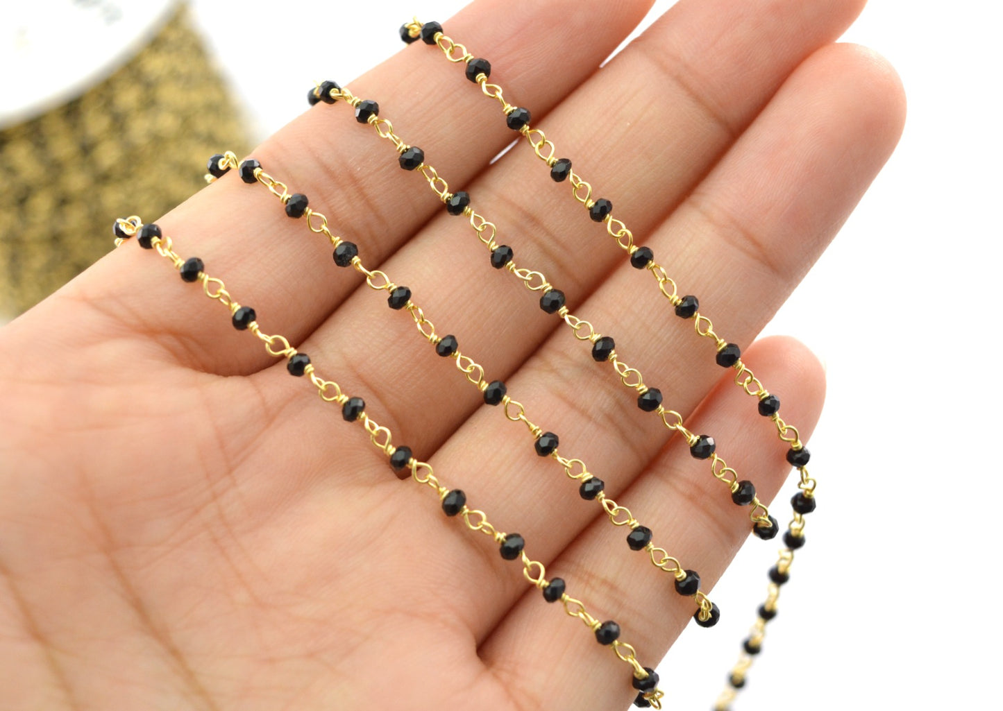 Vintage Spinel Rosary Chain in 925 Silver Gold -