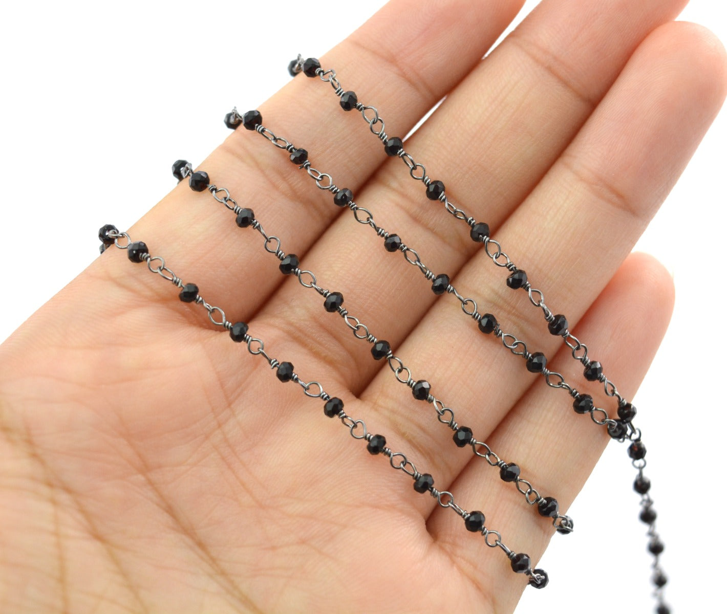 Vintage Spinel Rosary Chain in 925 Silver Gold -