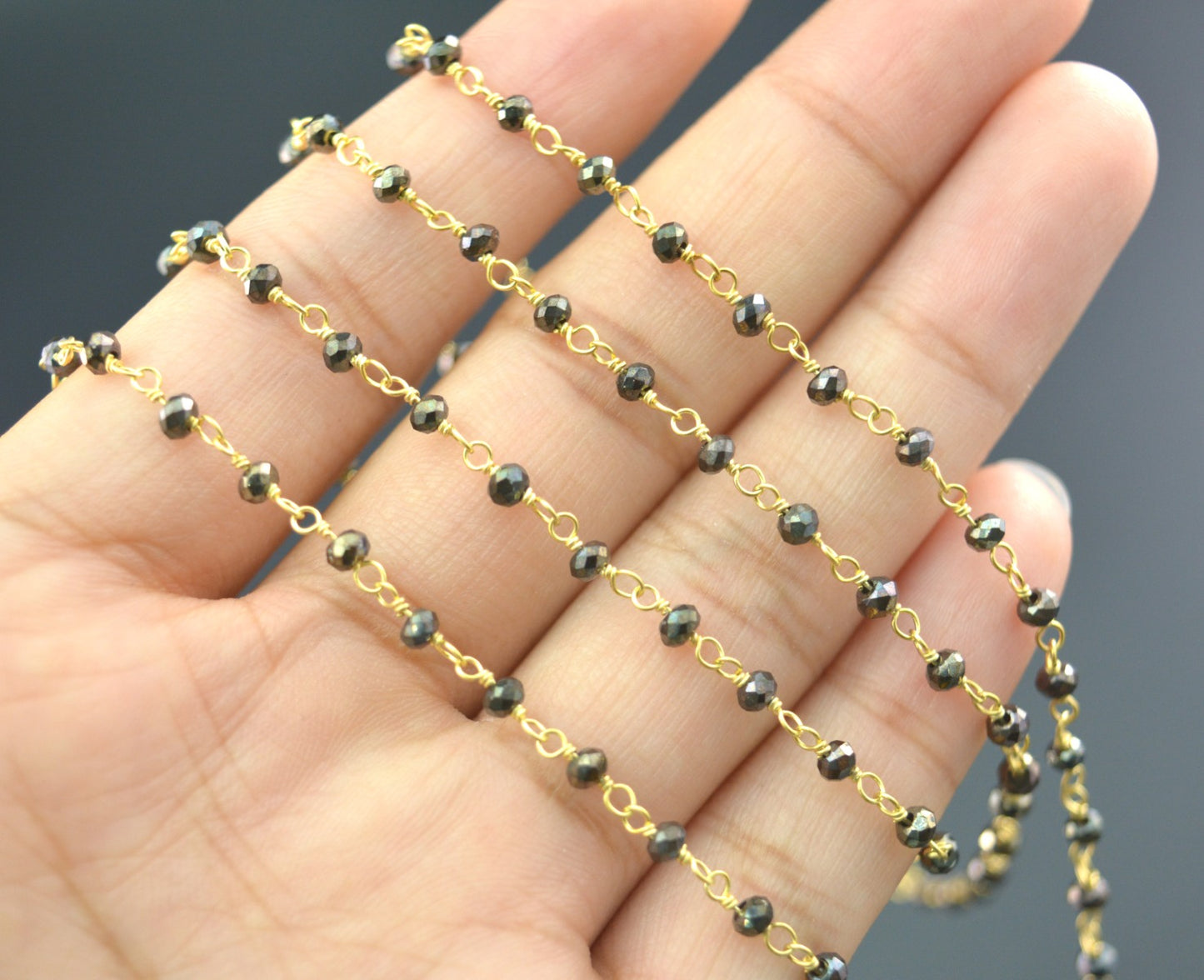 Spinel Rosary Chain - 925 Silver, 2mm