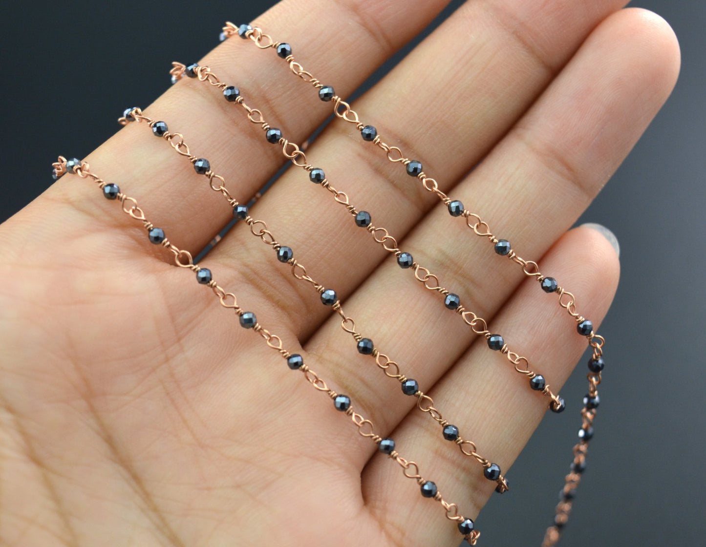 Spinel Rosary Chain - 925 Silver, 2mm
