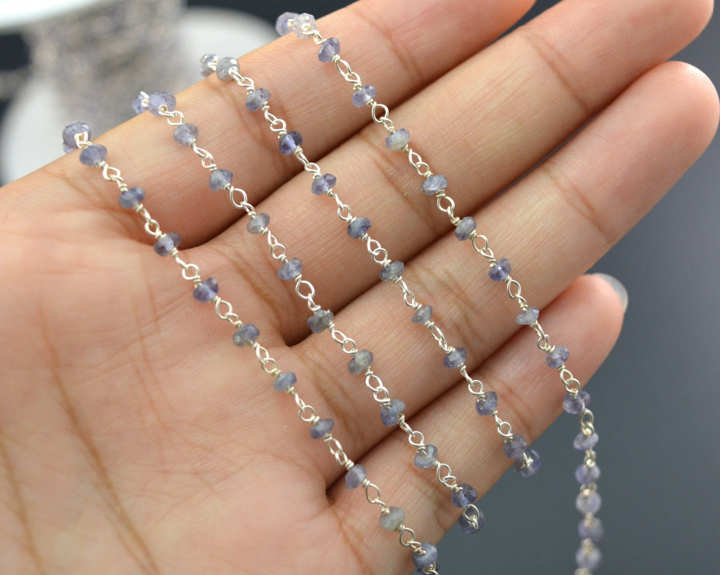 Gorgeous Rosary Chain - Stone 925 Silver Gold 2mm