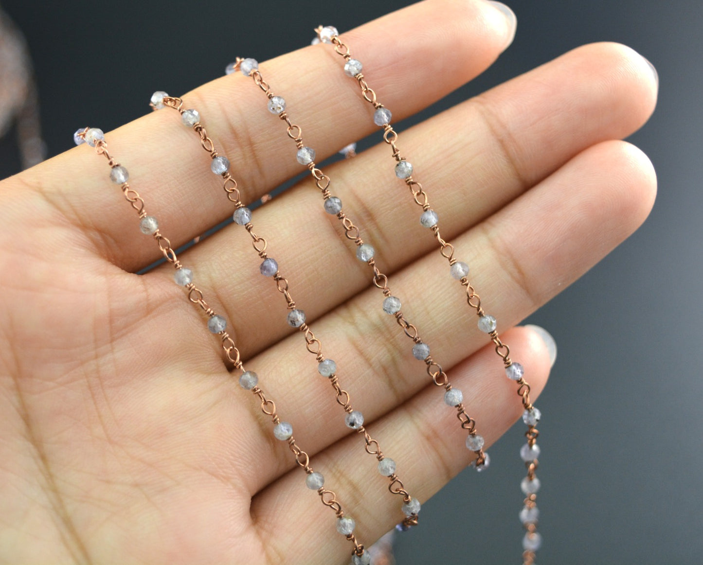 Gorgeous Rosary Chain - Stone 925 Silver Gold 2mm