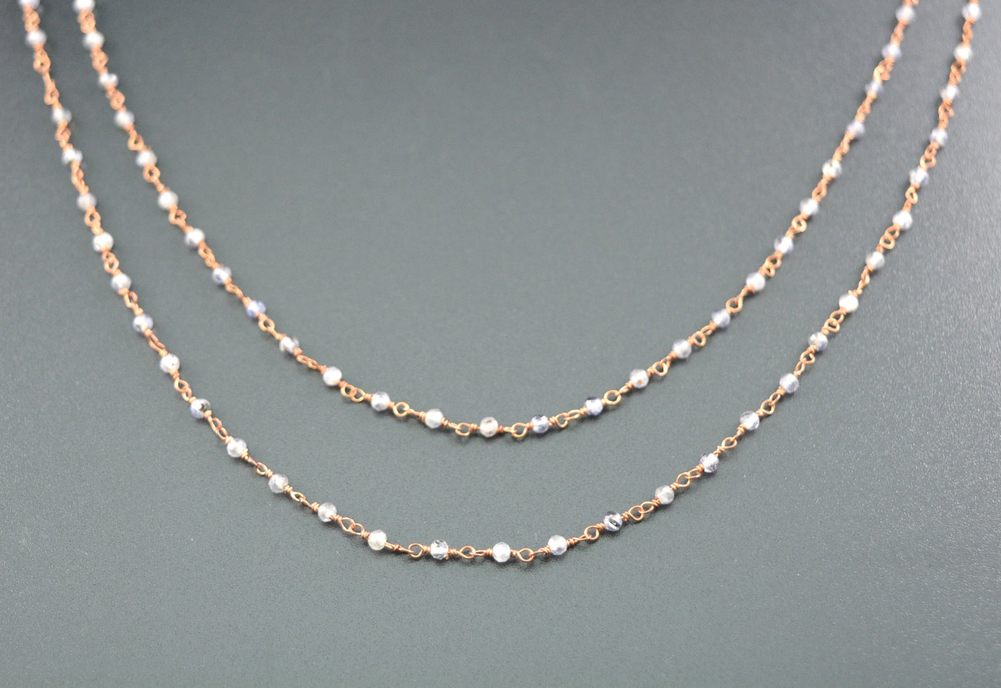 Gorgeous Rosary Chain - Stone 925 Silver Gold 2mm