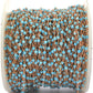 Turquoise Rosary Chain - 925 Silver Gold, 2mm