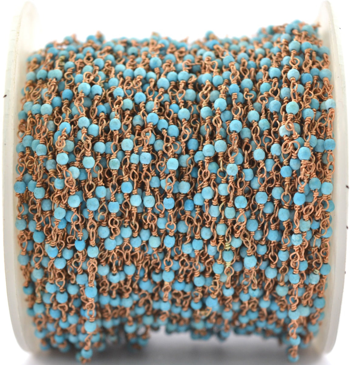 Turquoise Rosary Chain - 925 Silver Gold, 2mm