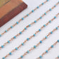 Turquoise Rosary Chain - 925 Silver Gold, 2mm