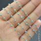 Turquoise Rosary Chain - 925 Silver Gold, 2mm