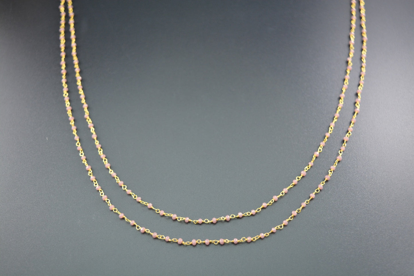 Gorgeous 925 Silver Gold Rosary Chain - Chalcedony 2mm