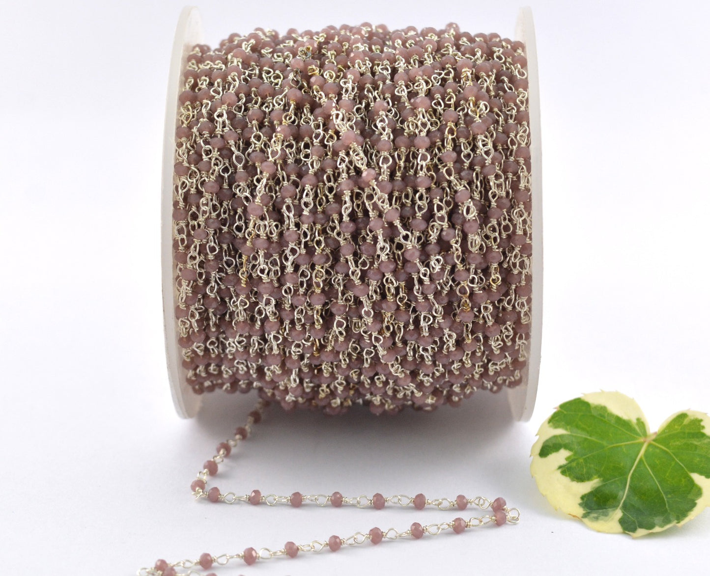 Gorgeous 925 Silver Gold Rosary Chain - Chalcedony 2mm