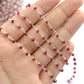Stylish Ruby Rosary Chain in 925 Silver Gold - 2mm