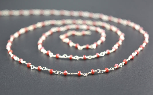 Beautiful 925 Silver Rosary Chain - Chalcedony 2mm - view 3