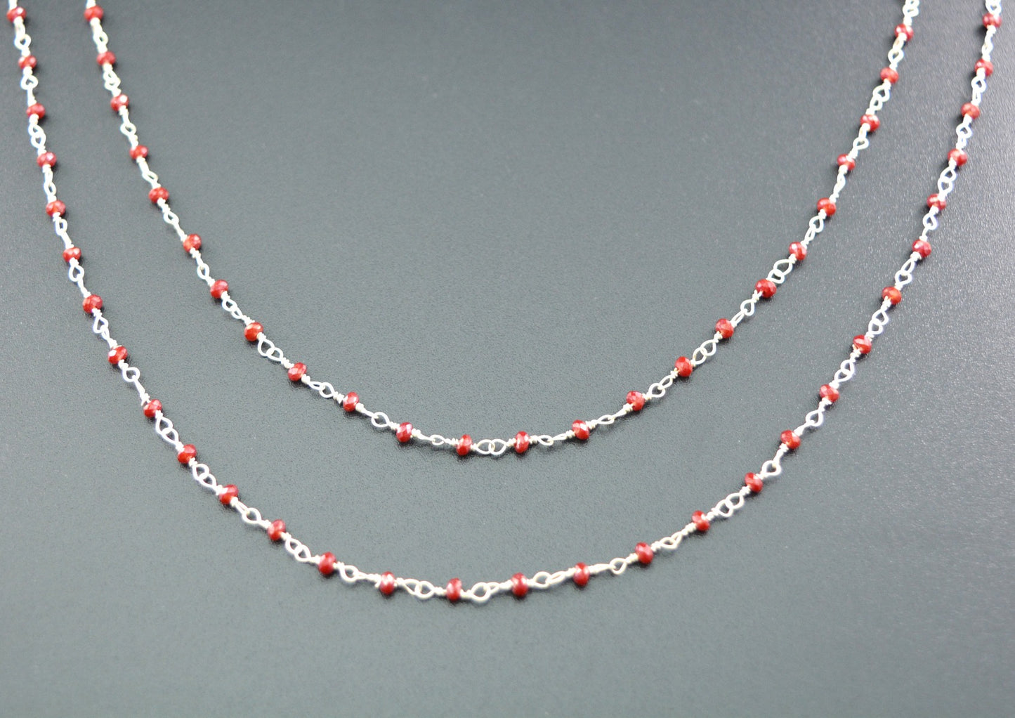 Beautiful 925 Silver Rosary Chain - Chalcedony 2mm