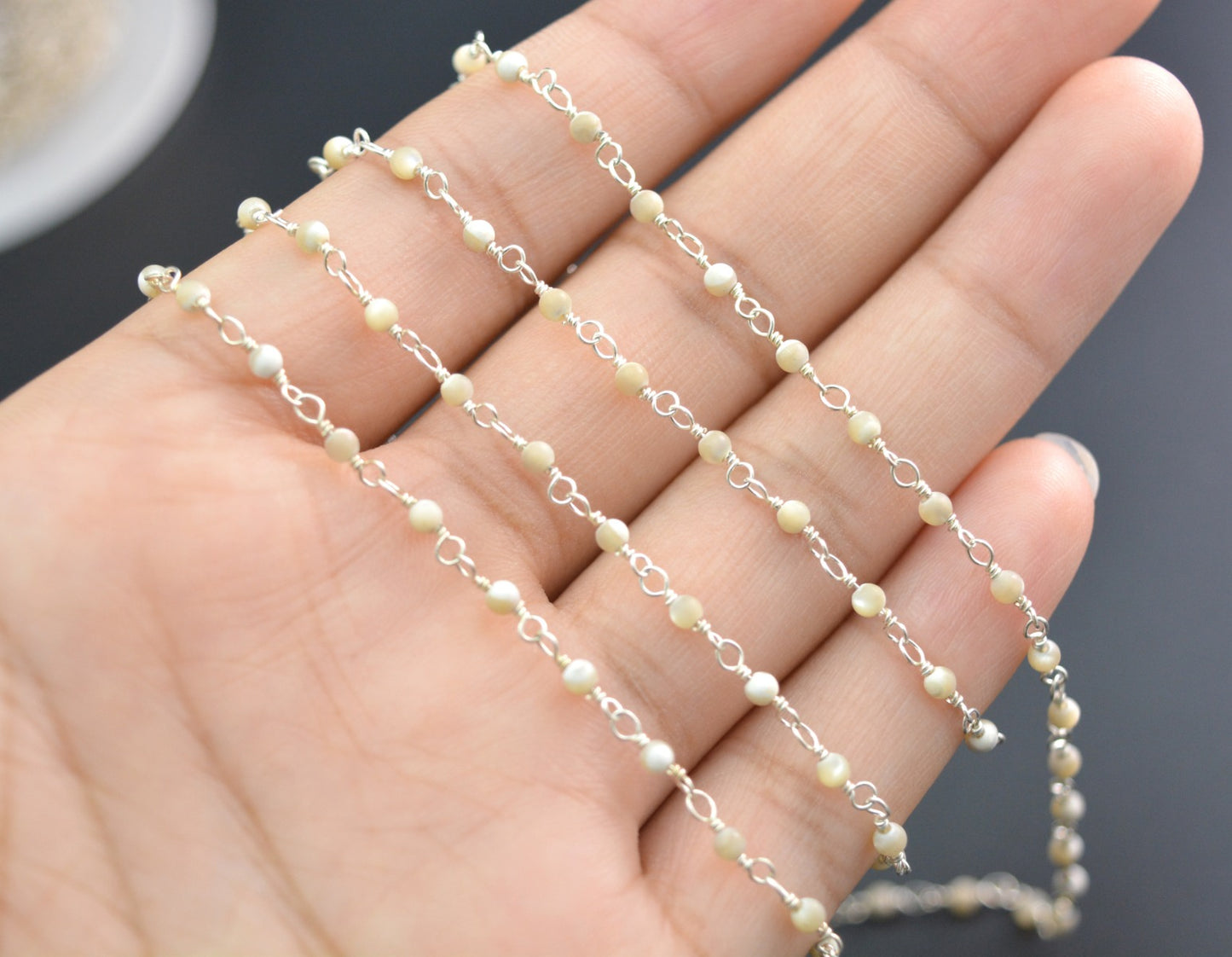 Trendy Rosary Chain - Pearl 925 Silver 2mm