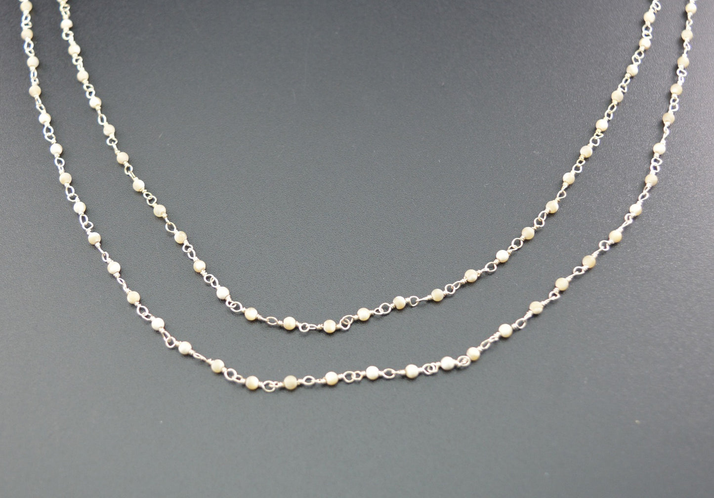 Trendy Rosary Chain - Pearl 925 Silver 2mm