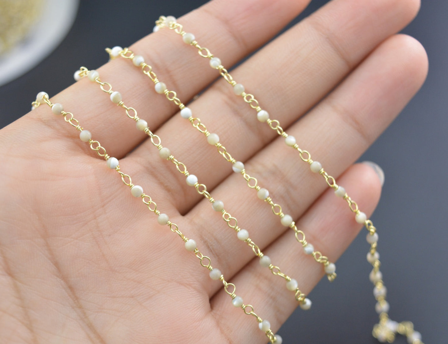 Trendy Rosary Chain - Pearl 925 Silver 2mm