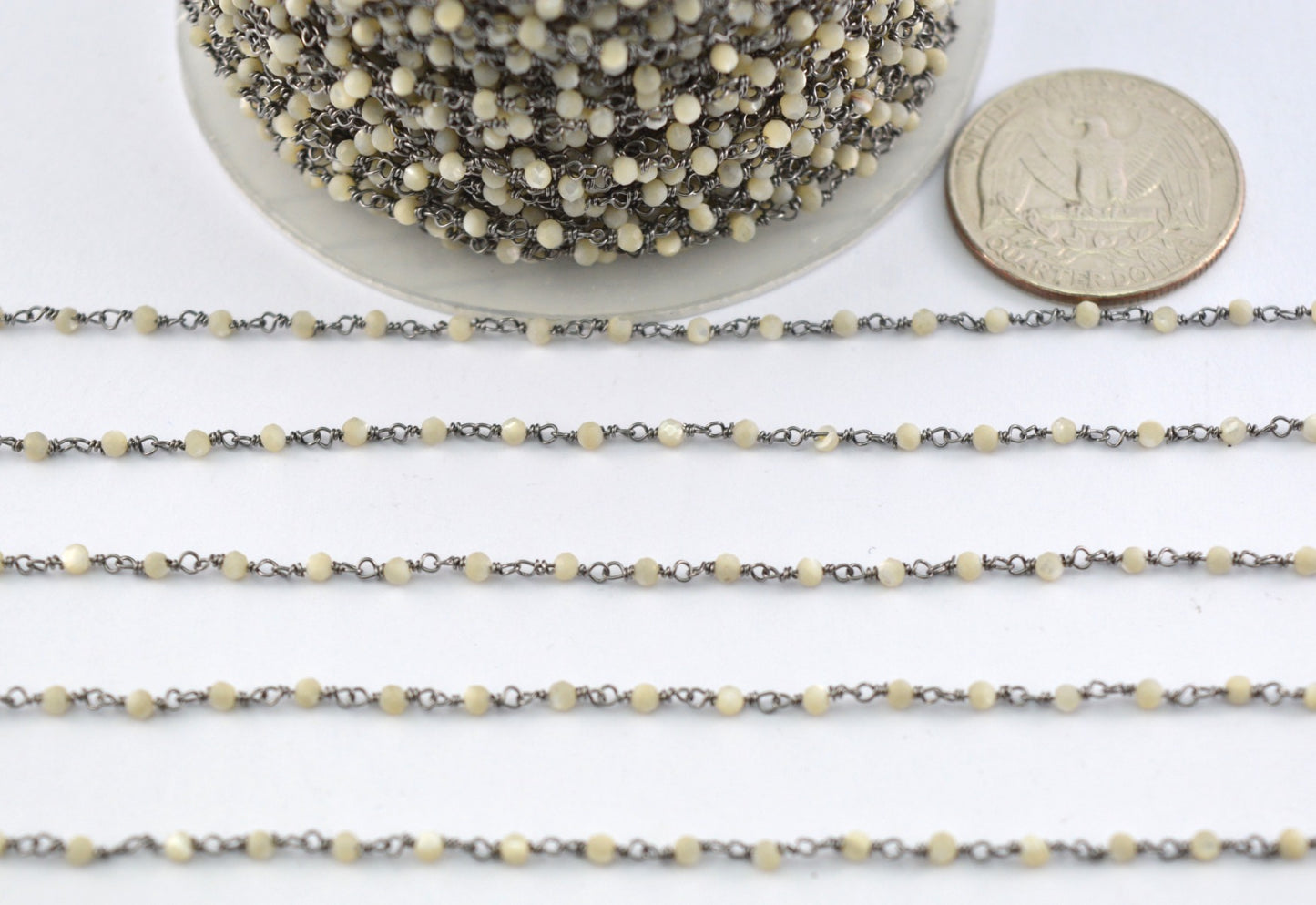 Trendy Rosary Chain - Pearl 925 Silver 2mm