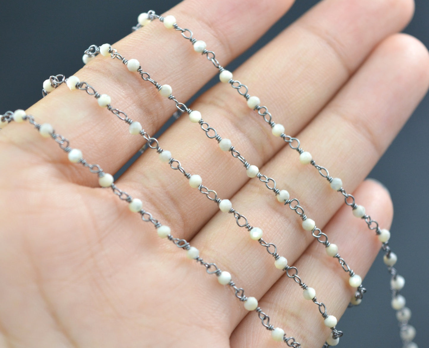 Trendy Rosary Chain - Pearl 925 Silver 2mm