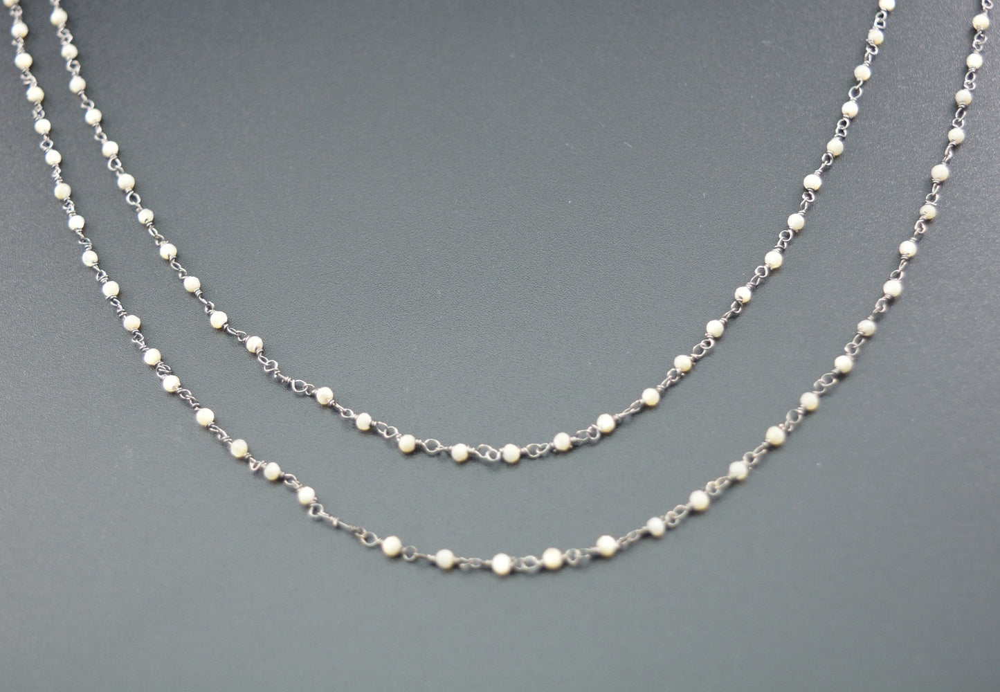 Trendy Rosary Chain - Pearl 925 Silver 2mm