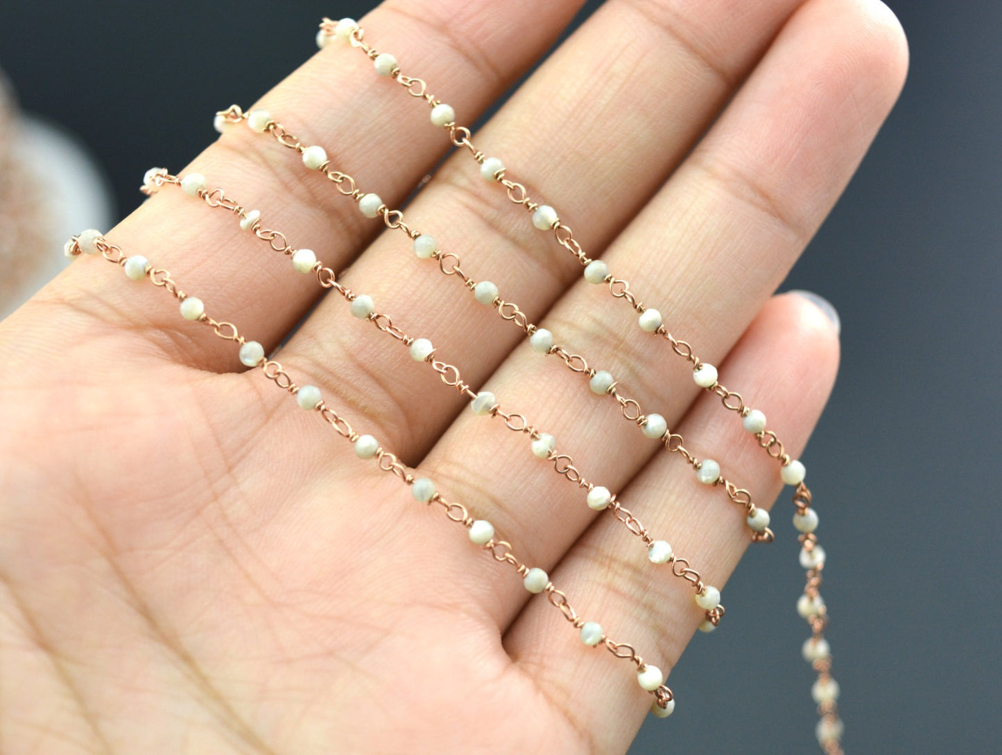 Trendy Rosary Chain - Pearl 925 Silver 2mm