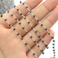 925 Silver Gold Rosary Chain with Sapphire - 2mm