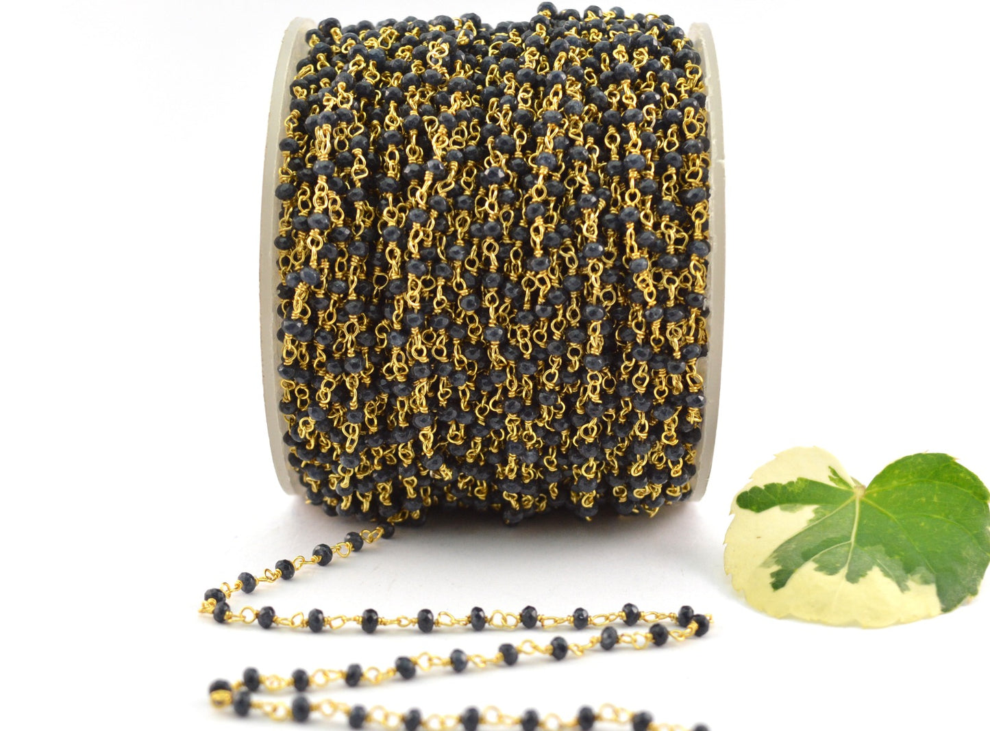 925 Silver Gold Rosary Chain with Sapphire - 2mm