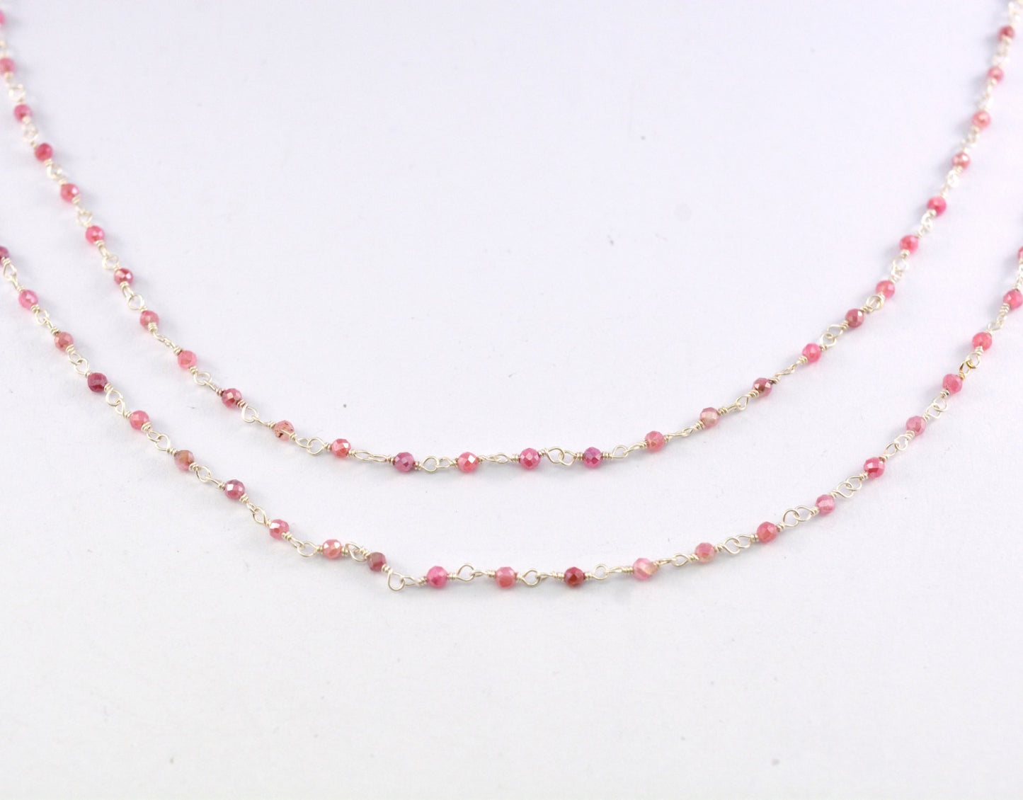 Graceful Rosary Chain - Stone 925 Silver Gold 2mm