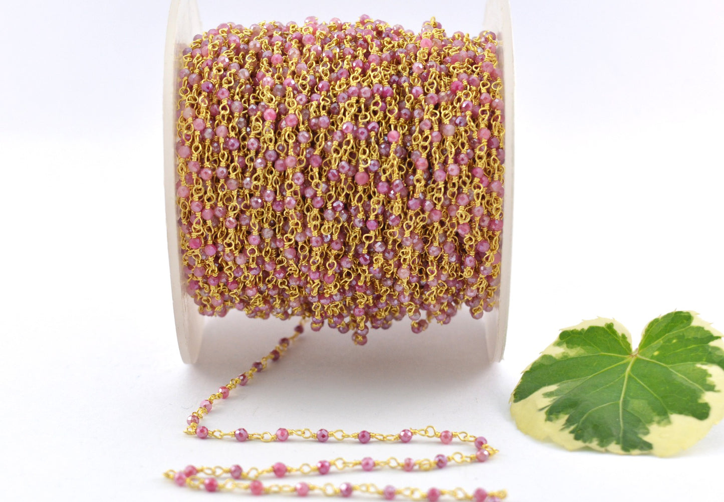 Graceful Rosary Chain - Stone 925 Silver Gold 2mm