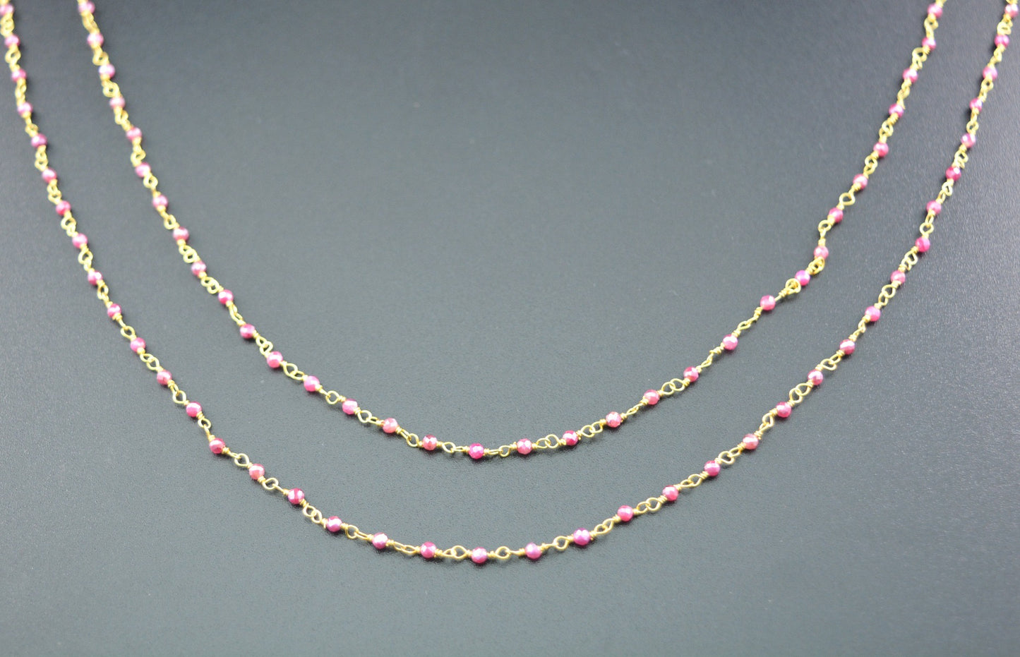 Graceful Rosary Chain - Stone 925 Silver Gold 2mm