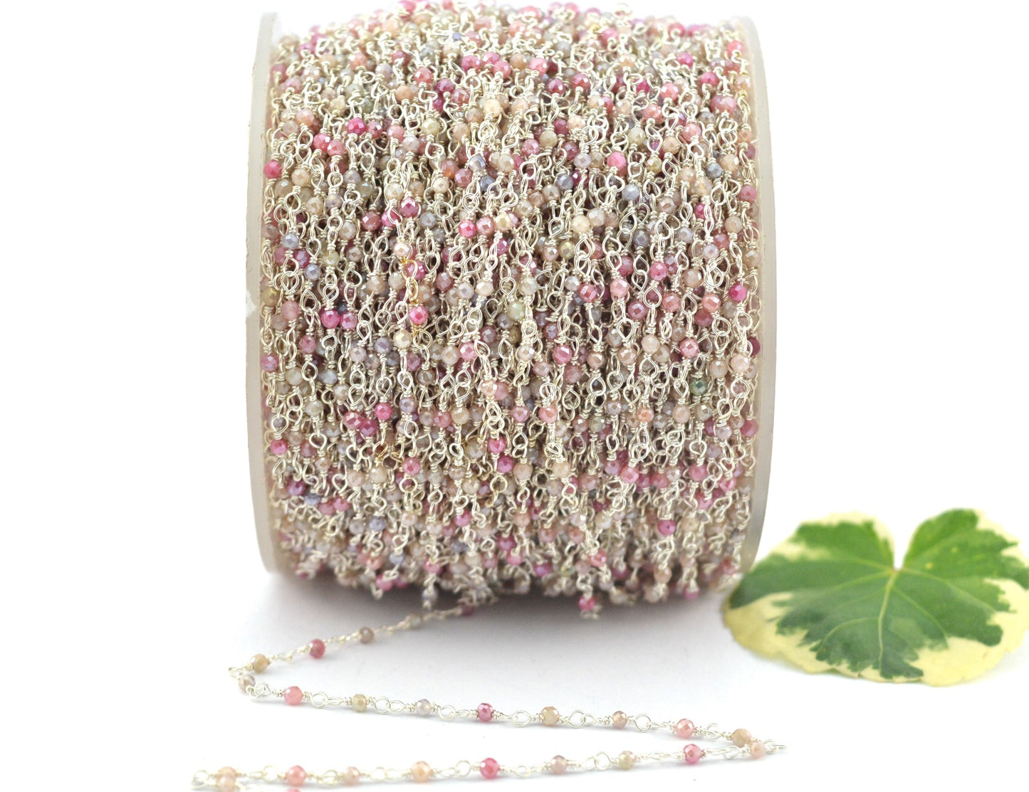 Gorgeous 925 Silver Gold Rosary Chain - Emerald 2mm