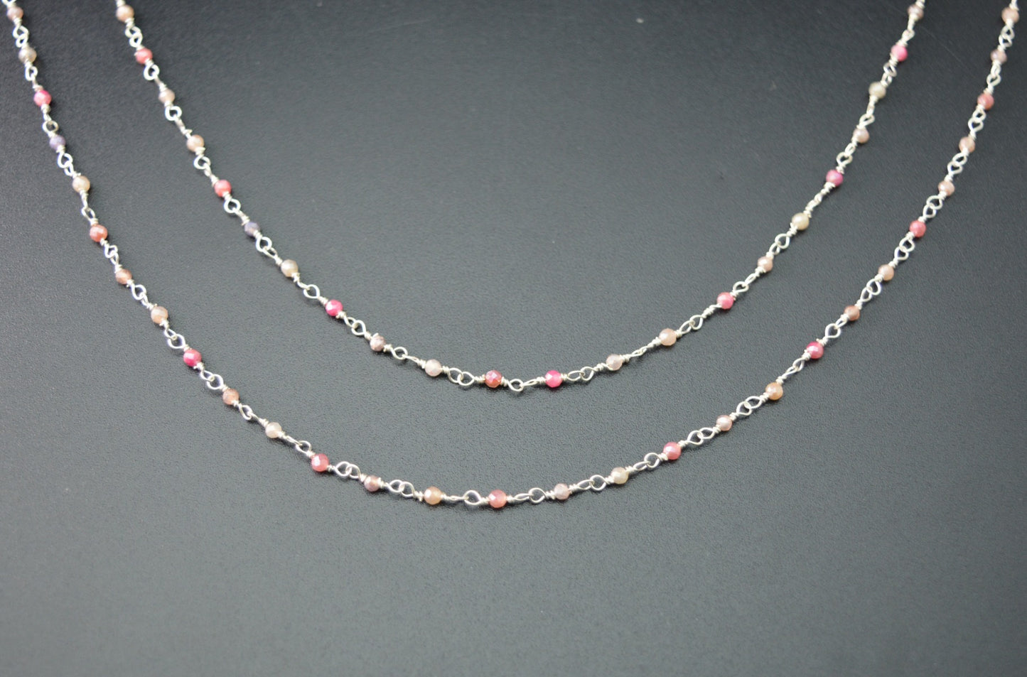 Gorgeous 925 Silver Gold Rosary Chain - Emerald 2mm