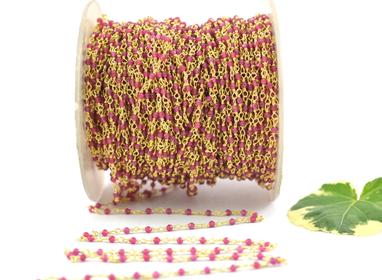 925 Silver Gold Rosary Chain with Stone -