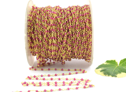 925 Silver Gold Rosary Chain with Stone -