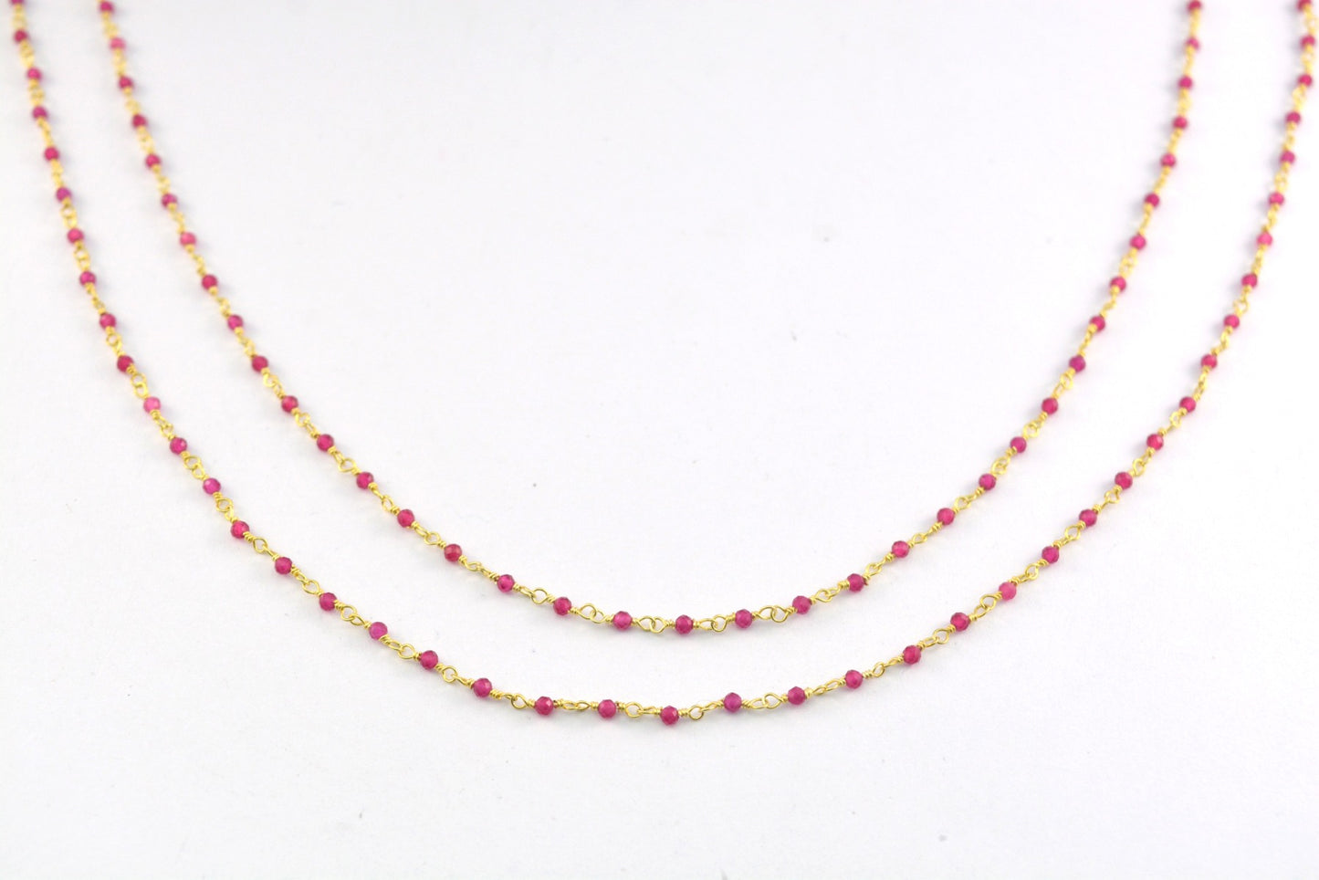 925 Silver Gold Rosary Chain with Stone -