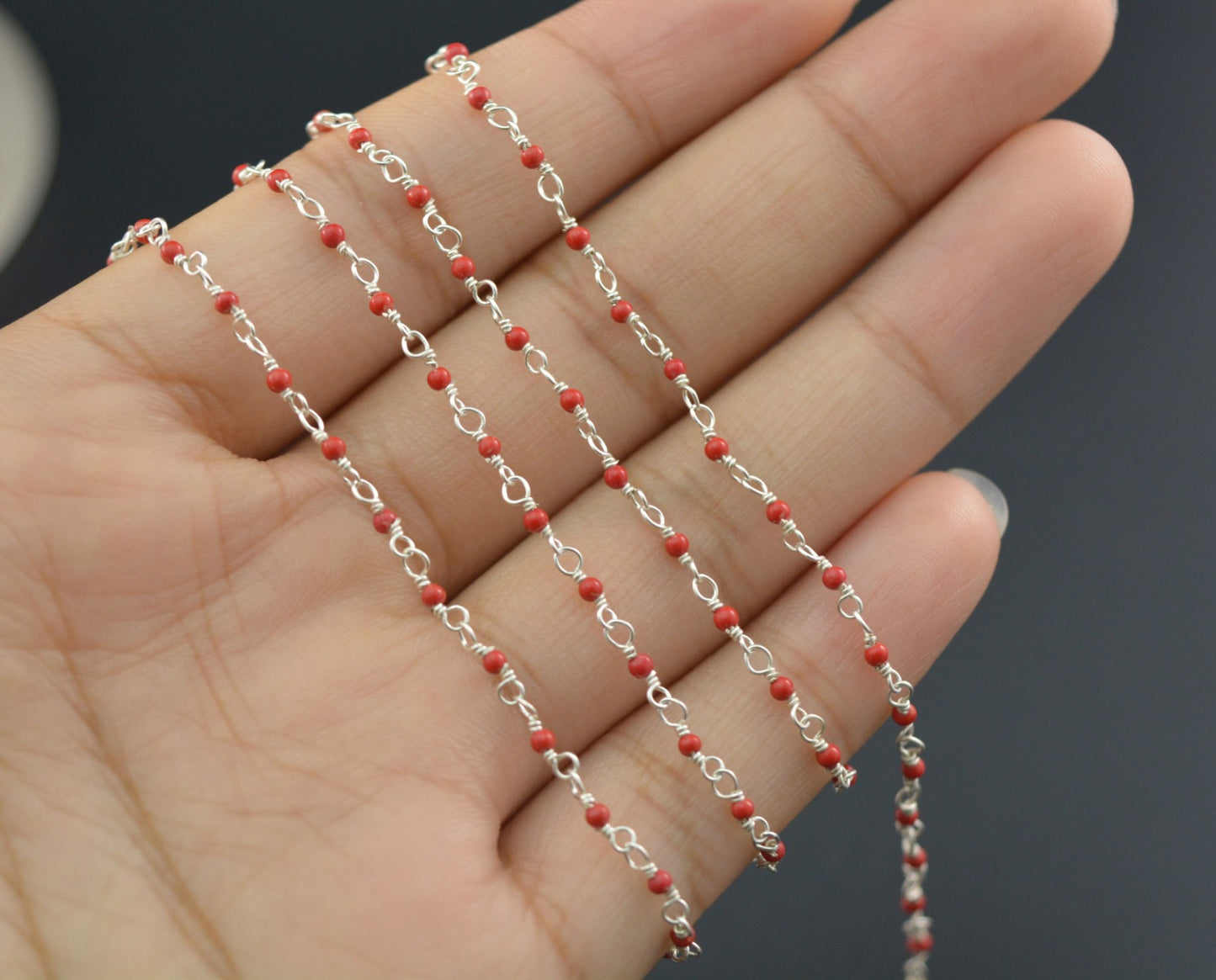 Stunning 925 Silver Gold Rosary Chain - Stone 2mm