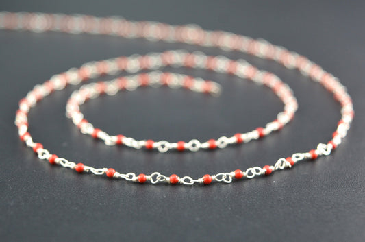 Stunning 925 Silver Gold Rosary Chain - Stone 2mm - view 3