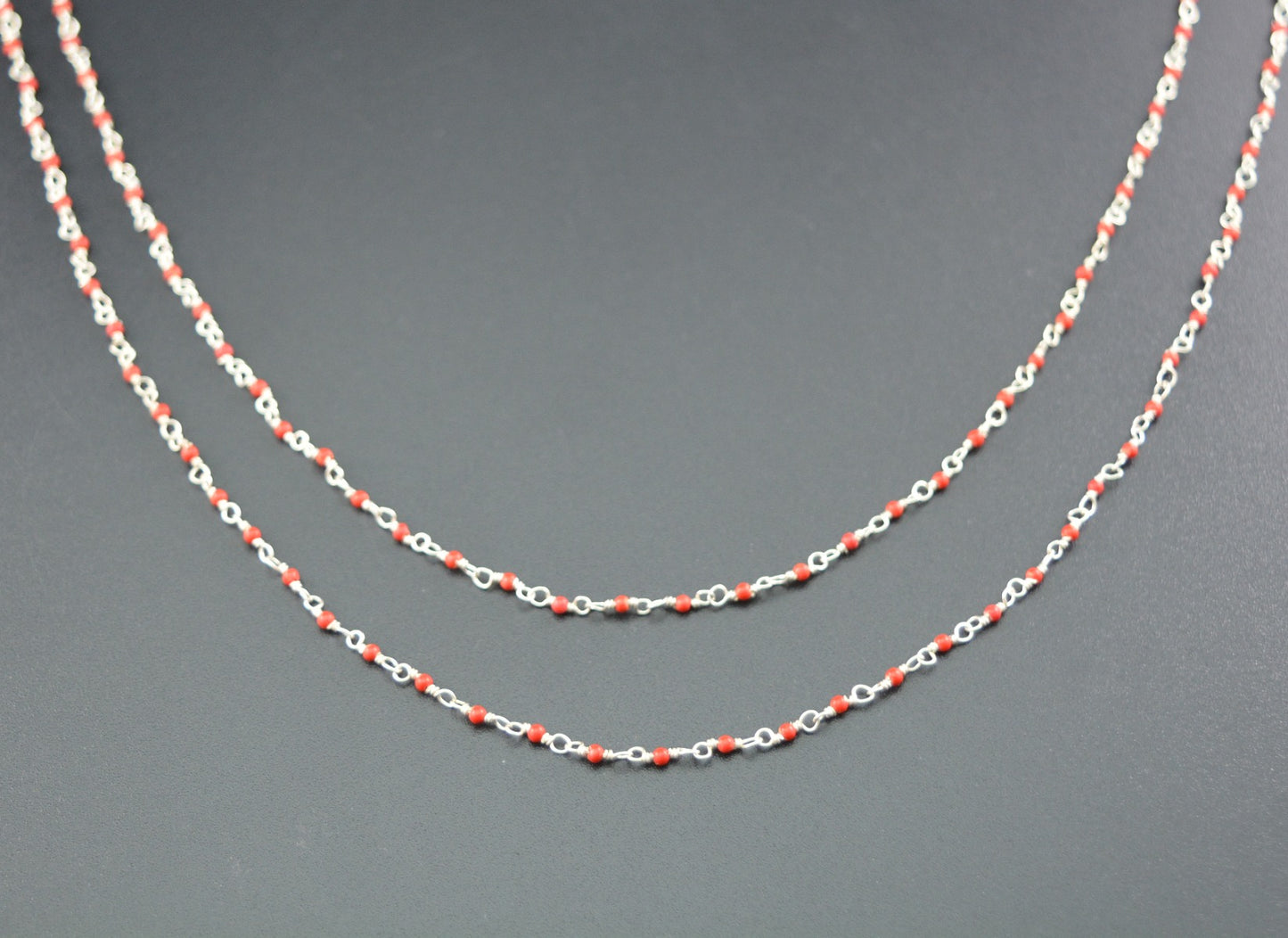 Stunning 925 Silver Gold Rosary Chain - Stone 2mm