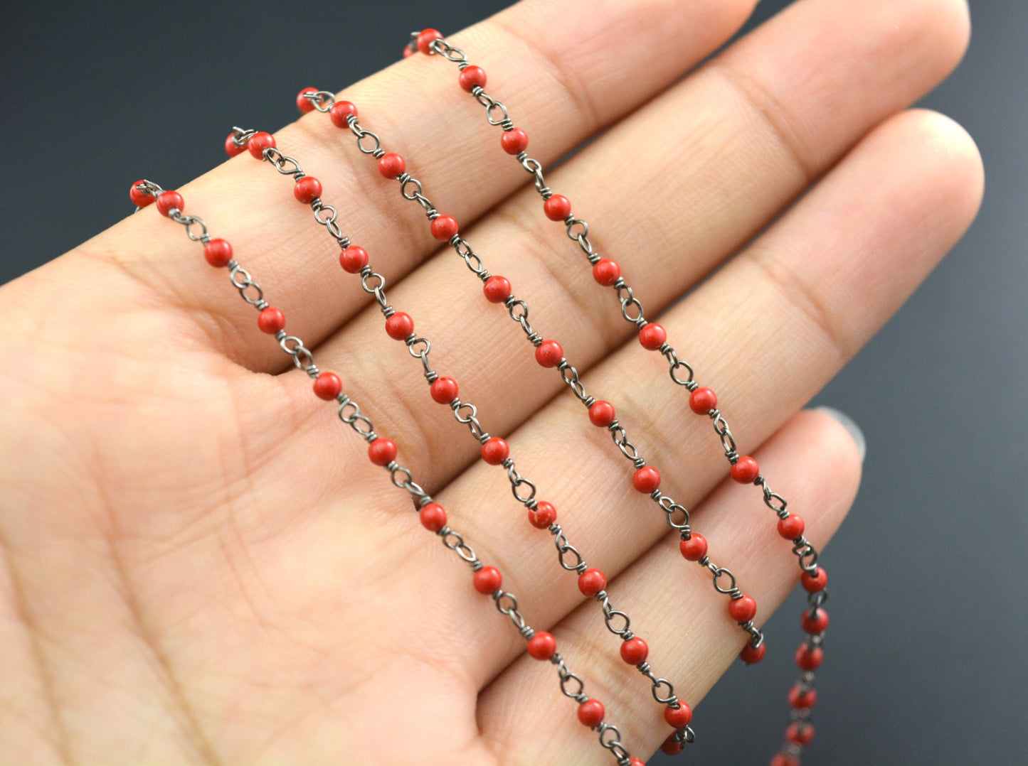 Stunning 925 Silver Gold Rosary Chain - Stone 2mm