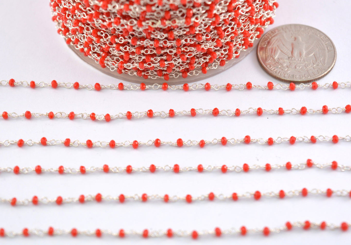 925 Silver Rosary Chain with Chalcedony - 2mm