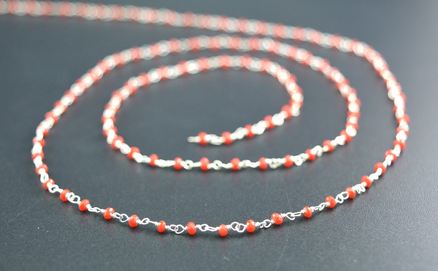 925 Silver Rosary Chain with Chalcedony - 2mm