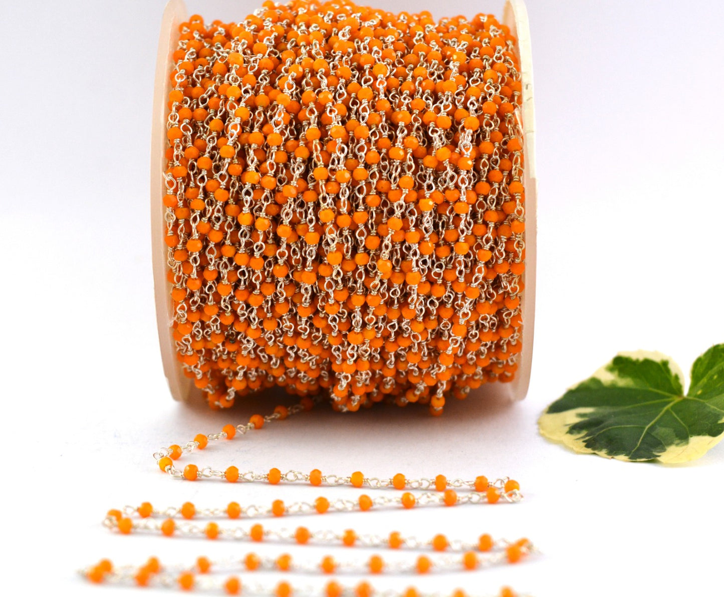 Handmade Rosary Chain - Chalcedony 925 Silver Gold 2mm