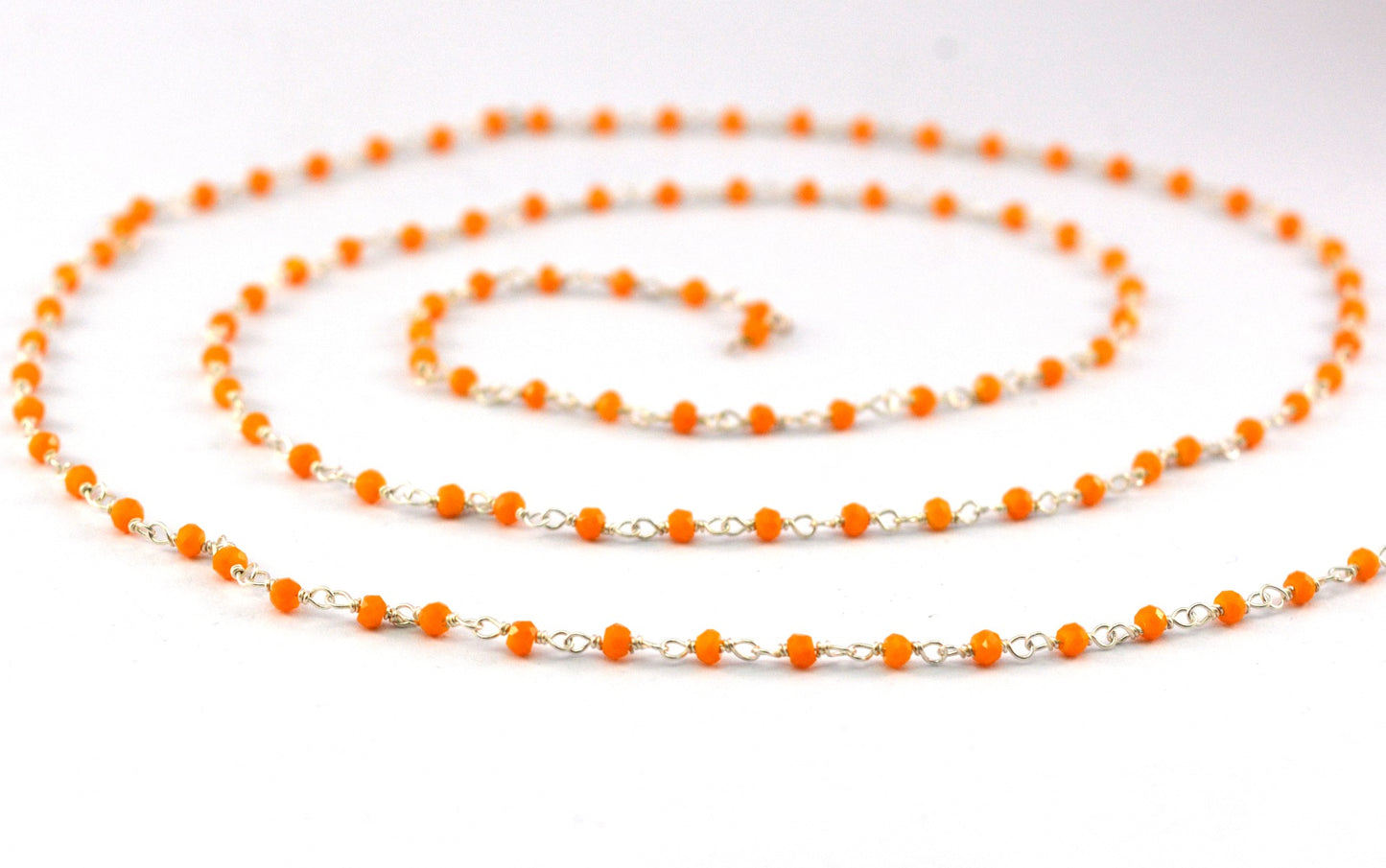 Handmade Rosary Chain - Chalcedony 925 Silver Gold 2mm