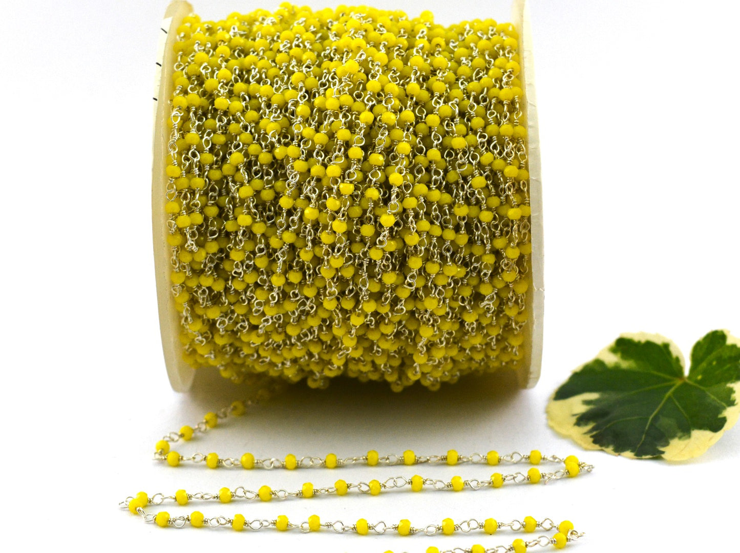 925 Silver Gold Rosary Chain with Chalcedony - 2mm