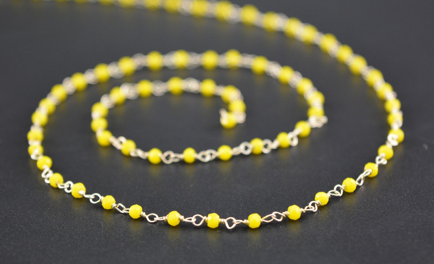 925 Silver Gold Rosary Chain with Chalcedony - 2mm