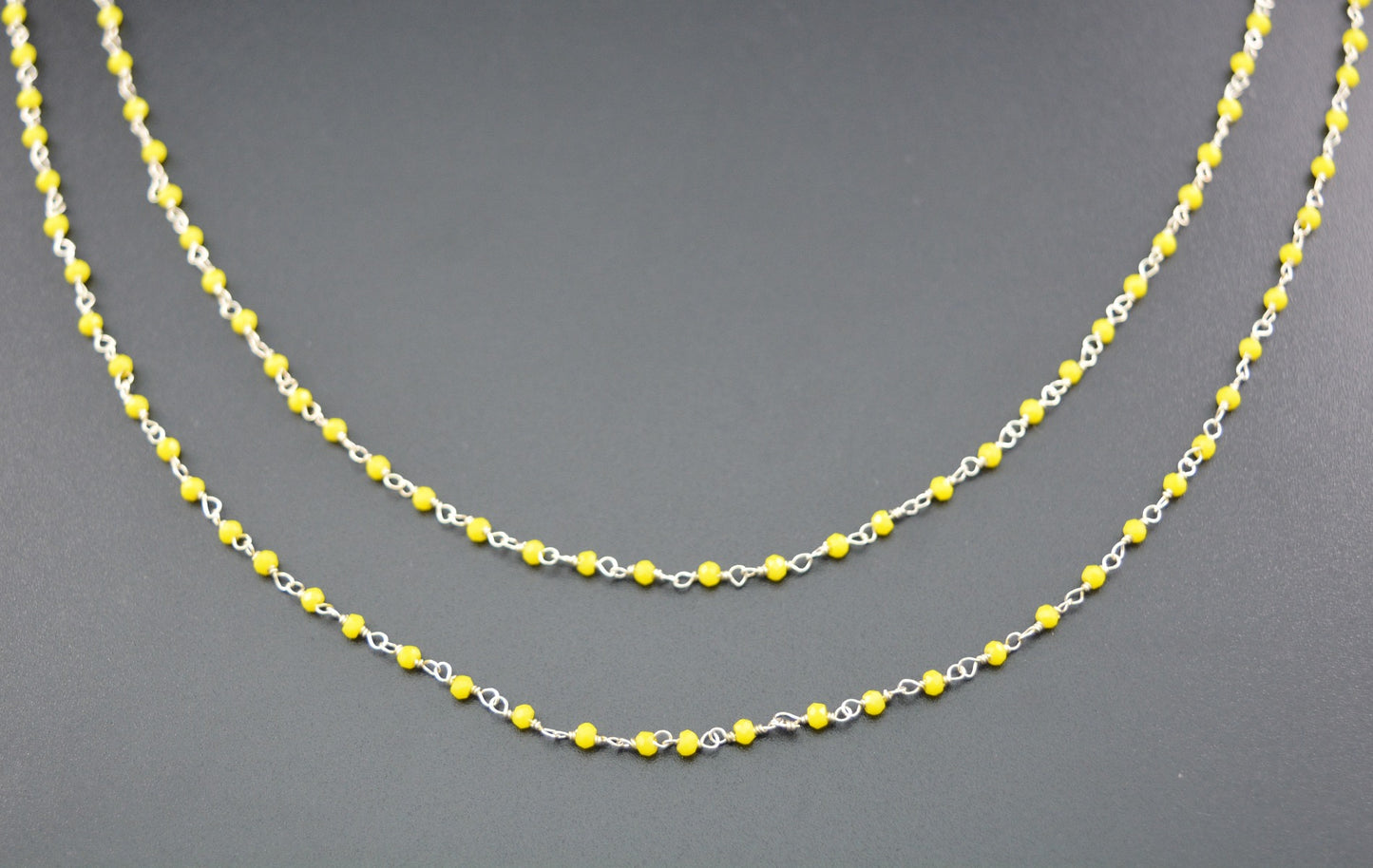 925 Silver Gold Rosary Chain with Chalcedony - 2mm